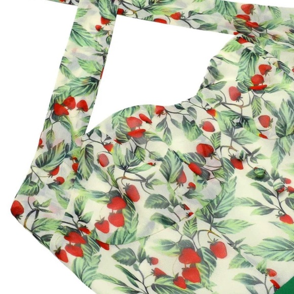 GREEN 1950S STRAWBERRY HALTER ROMPER - RetroStage - New - Picture 2 of 5